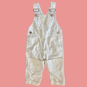 Vintage Toddle Time 18M White Pastel Confetti Squiggle Denim Overalls 90s